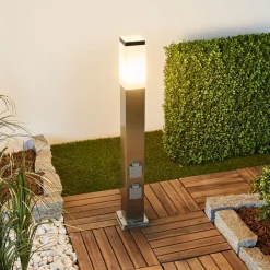 G & L Handels GmbH Vejlampe 400166, stål med 2 stikkontakter