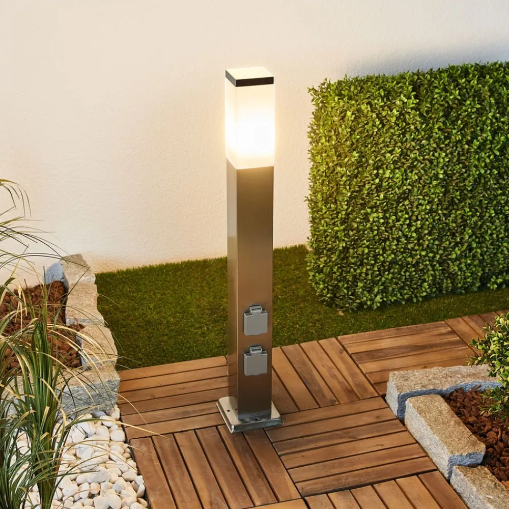 G & L Handels GmbH Vejlampe 400166, stål med 2 stikkontakter