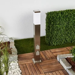 G & L Handels GmbH Vejlampe 400166, stål med 2 stikkontakter