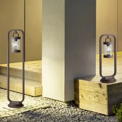 Trio Lighting Vejlampen SAMBESI, rustfarvet, højde 100 cm, metal, IP44