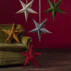 STAR TRADING Velvet dekostjerne, rød Dew Drop LED-lyskæde