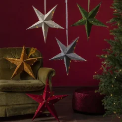 STAR TRADING Velvet dekostjerne, rød Dew Drop LED-lyskæde