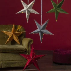 STAR TRADING Velvet dekostjerne, rød Dew Drop LED-lyskæde