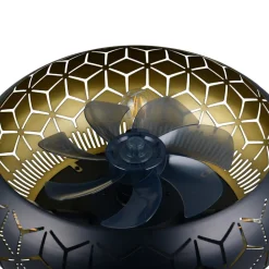 Reality Leuchten Ventilator med lys Bidar, sort/guld, DC, støjsvag, fjernbetjening