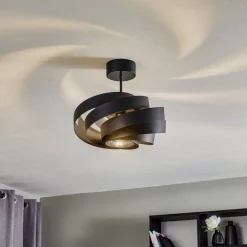 Domiluce Vento loftlampe, sort, Ø 40 cm, metal, E27