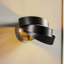 Domiluce Vento væglampe, sort, E14, metal, 14 cm høj