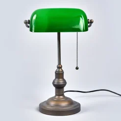 Verda iøjnefaldende banklampe med fod i antikbrun^Clayre&Eef Outlet