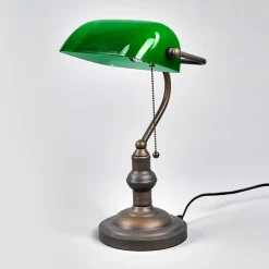 Verda iøjnefaldende banklampe med fod i antikbrun^Clayre&Eef Outlet