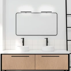 Veronica LED-spejllampe, bredde 30 cm, sort^Ebir