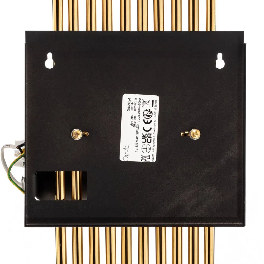 Opviq Væglampe 616-A, sort med gyldne stænger