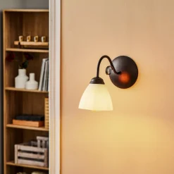 Lamkur Væglampe Adoro med glasskærm, brun