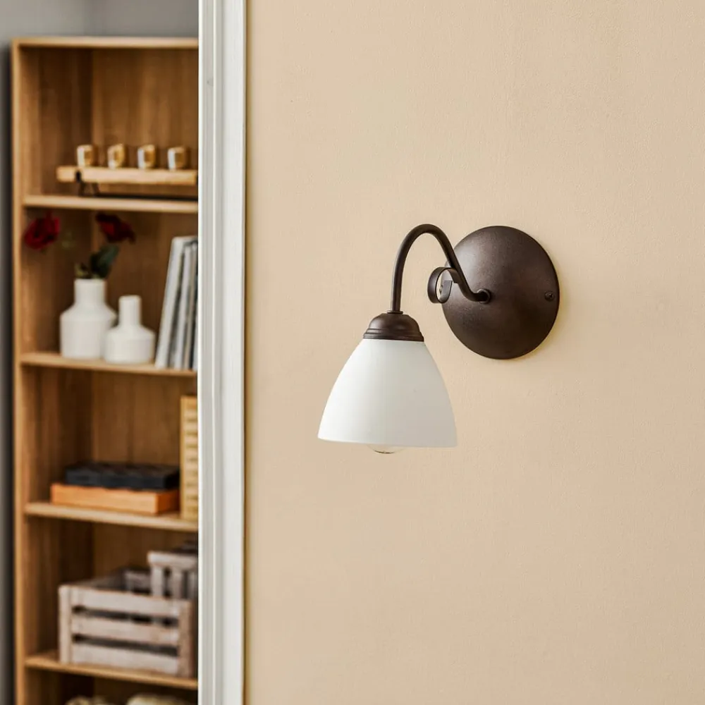 Lamkur Væglampe Adoro med glasskærm, brun