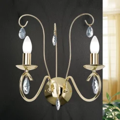 ORION Væglampe Alessia 2 lyskilder krystalglas guld