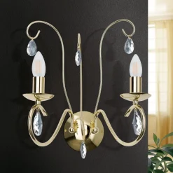 ORION Væglampe Alessia 2 lyskilder krystalglas guld