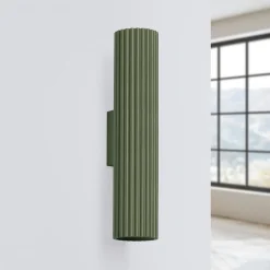 SOLLUX LIGHTING Væglampe ALORA, højde 30 cm, olivengrøn, metal, 2 x GU10