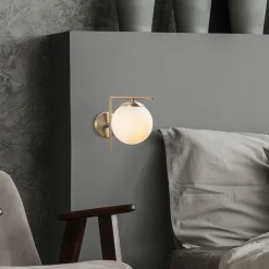 Opviq Væglampe 7141-Antique, antik guldfarve, opalglas Ø 10 cm