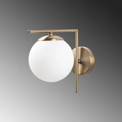 Opviq Væglampe 7141-Antique, antik guldfarve, opalglas Ø 10 cm