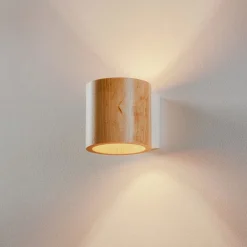 Væglampe Ara som cylinder i træ^SOLLUX LIGHTING Sale