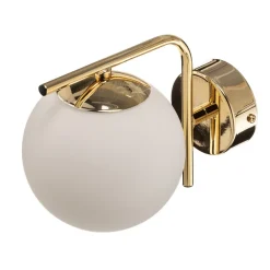 Domiluce Væglampe Aurora, guldfarvet, glas, 17 cm høj, kugle, E14