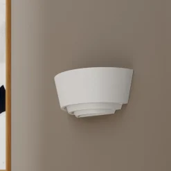 Væglampe Azriel i gips, hvid, halvrund, 3 niveauer^Lindby Online