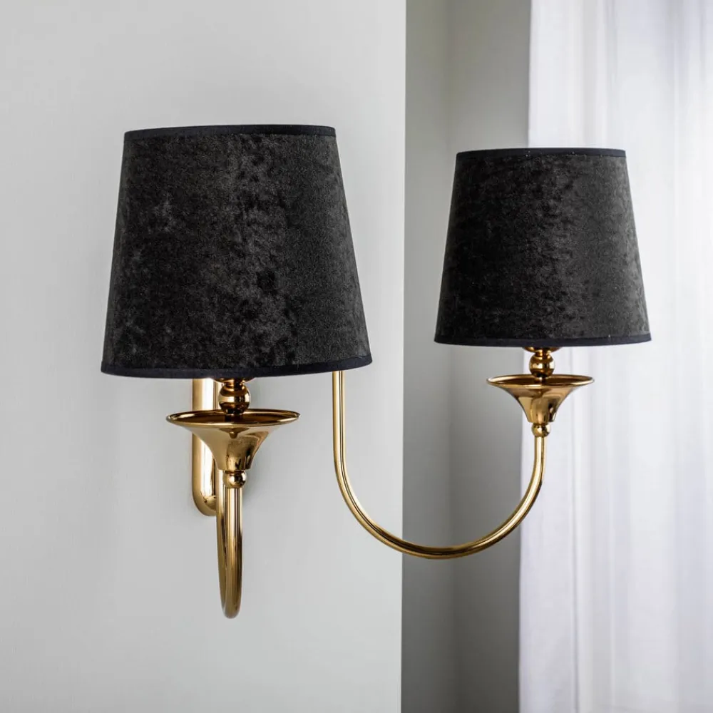 Jupiter Væglamper>Væglampe Baranio med stofskærme, 2 lyskilder