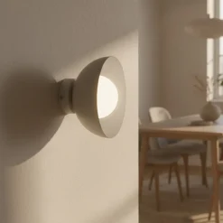 EMIBIG LIGHTING Væglampe Bibi K1, beige, stål/glas, Ø 18 cm