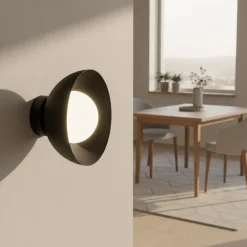 EMIBIG LIGHTING Væglamper|Væglamper>Væglampe Bibi K1, sort, stål/glas, Ø 18 cm