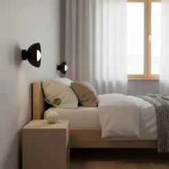 EMIBIG LIGHTING Væglamper|Væglamper>Væglampe Bibi K1, sort, stål/glas, Ø 18 cm