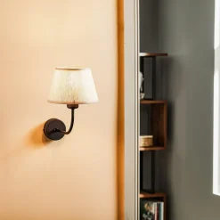 TK Lighting Væglampe Chicago med skærm i hør