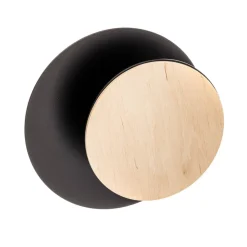Væglampe Circle i sort med trædekorplade^EMIBIG LIGHTING Discount