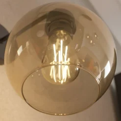 TK Lighting Væglampe Cubus, sort/rav, glas, Ø 18 cm, E27