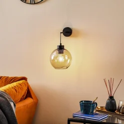 Væglampe Cubus, sort/røggrå, glas, 30 cm høj, E27^TK Lighting Clearance