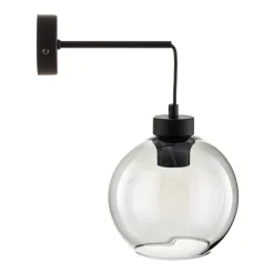 Væglampe Cubus, sort/røggrå, glas, 30 cm høj, E27^TK Lighting Clearance