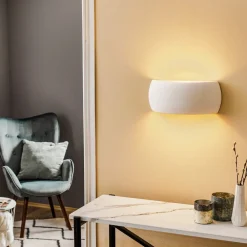 SOLLUX LIGHTING Væglamper|Væglamper>Væglampe Curve op/ned i hvid keramik