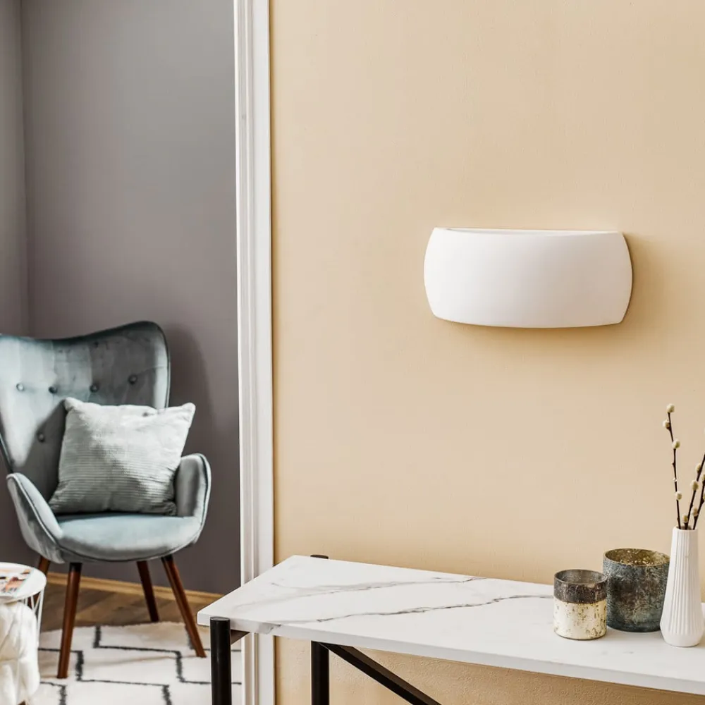 SOLLUX LIGHTING Væglamper|Væglamper>Væglampe Curve op/ned i hvid keramik