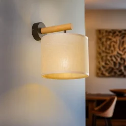 Væglampe Deva Nature, tekstil, træ^TK Lighting Hot
