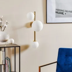 ALDEX Væglampe Dione, 3 lyskilder, guld