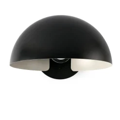 FARO BARCELONA Væglamper>Væglampe Dominica, sort mat, stål, Ø 25 cm