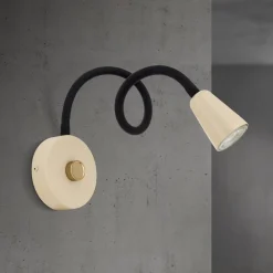 ORION Væglampe Dotty, khaki, fleksibel arm, dæmper, GU10