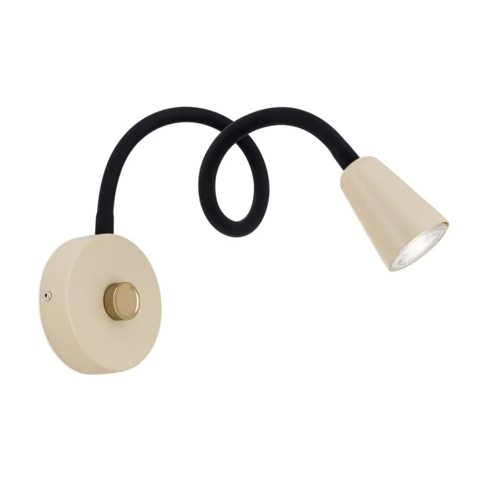 ORION Væglampe Dotty, khaki, fleksibel arm, dæmper, GU10