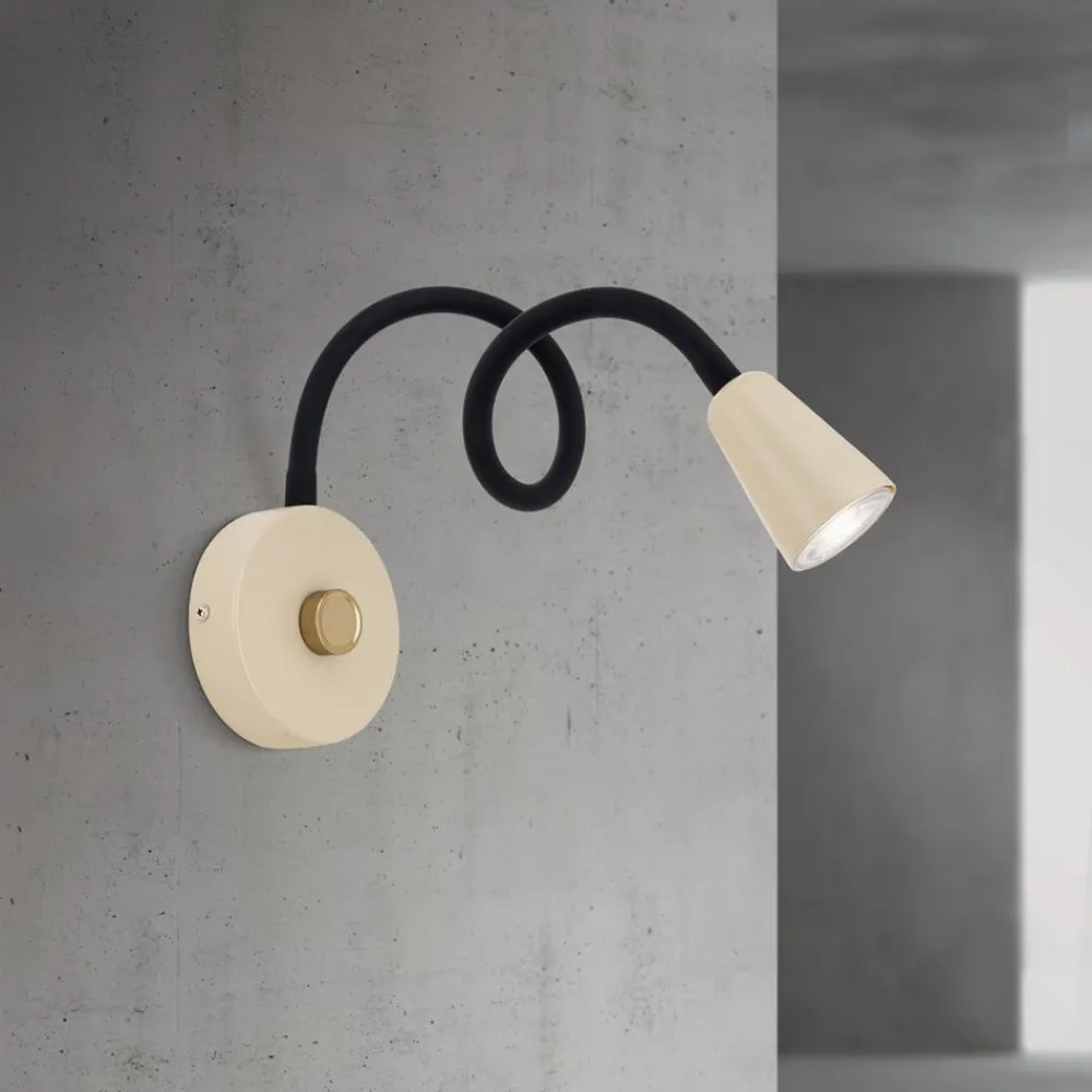 ORION Væglampe Dotty, khaki, fleksibel arm, dæmper, GU10