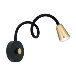 ORION Væglamper|Spotlights>Væglampe Dotty, messingfarvet, fleksibel arm, dæmper, GU10