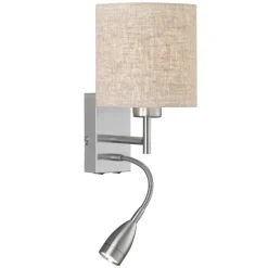 Væglampe Dreamer LED-læselampe nikkel/sandfarvet linned^FISCHER & HONSEL Best