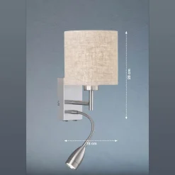 Væglampe Dreamer LED-læselampe nikkel/sandfarvet linned^FISCHER & HONSEL Best