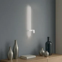 Nowodvorski Lighting Væglampe EASY LEFT, hvid, bredde 80 cm, metal, GU10 + LED