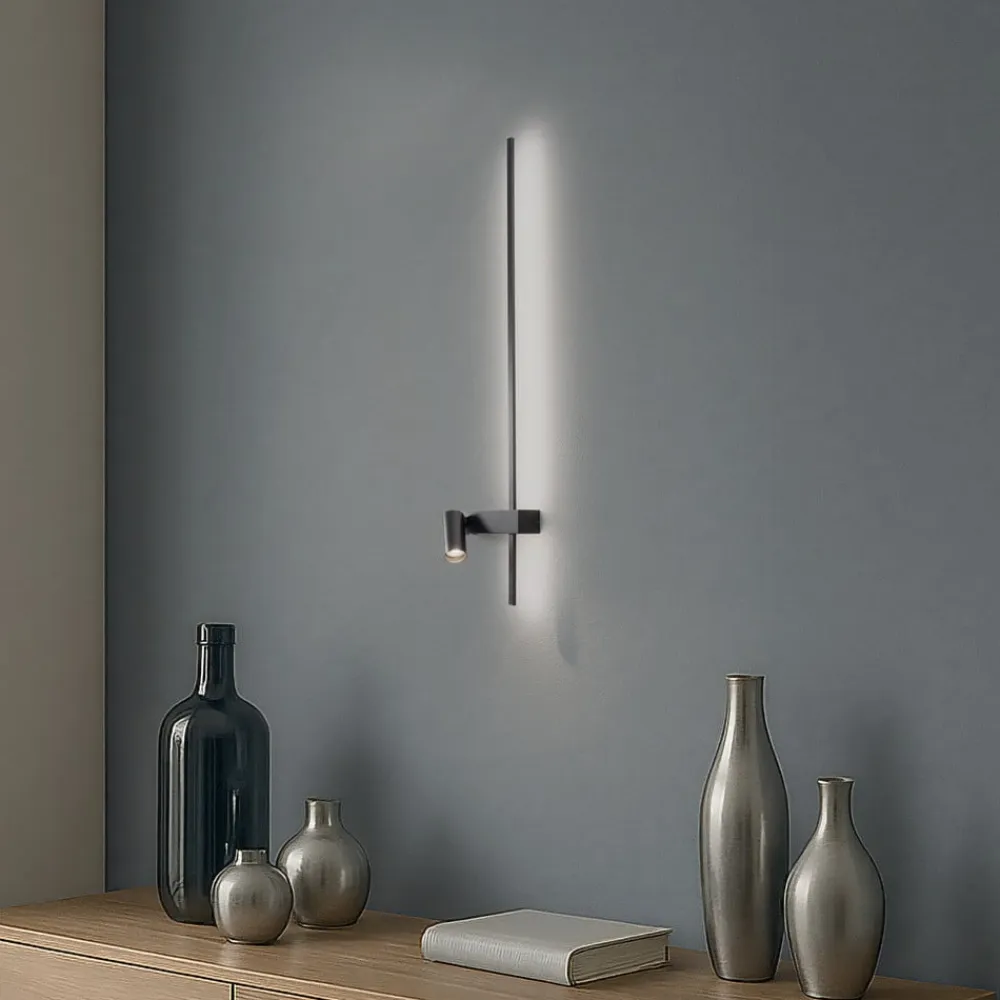 Nowodvorski Lighting Gang|Pendellamper>Væglampe EASY RIGHT, sort Bredde 80 cm Metal GU10 + LED