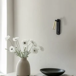 Væglampe Enzo Long, sort-guld, 22 cm, justerbar, G9^TK Lighting Outlet