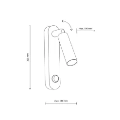 Væglampe Enzo Long, sort-guld, 22 cm, justerbar, G9^TK Lighting Outlet