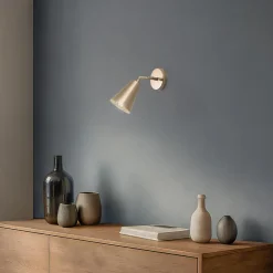 Opviq Væglampe Evander, guld, metal, højde 21 cm, E27