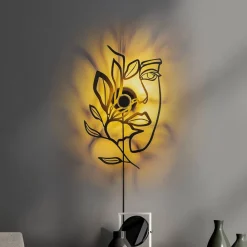 Opviq Gang|Væglamper>Væglampe Flower Faced, sort, metal, 54 x 34 cm, stik